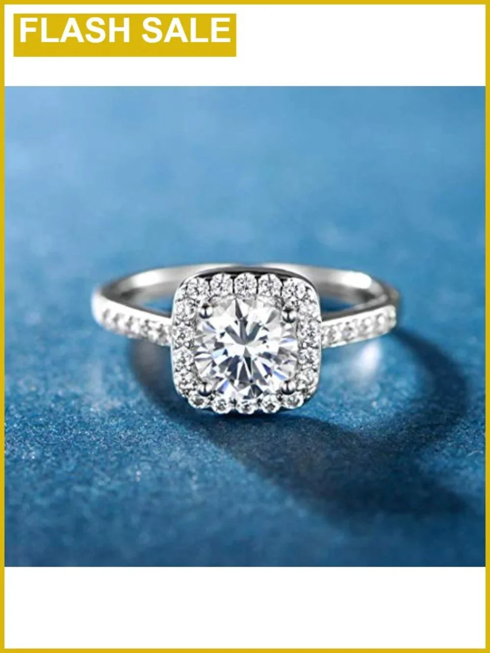 18K White Gold Plated Halo CZ Engagement Wedding Ring Size 8